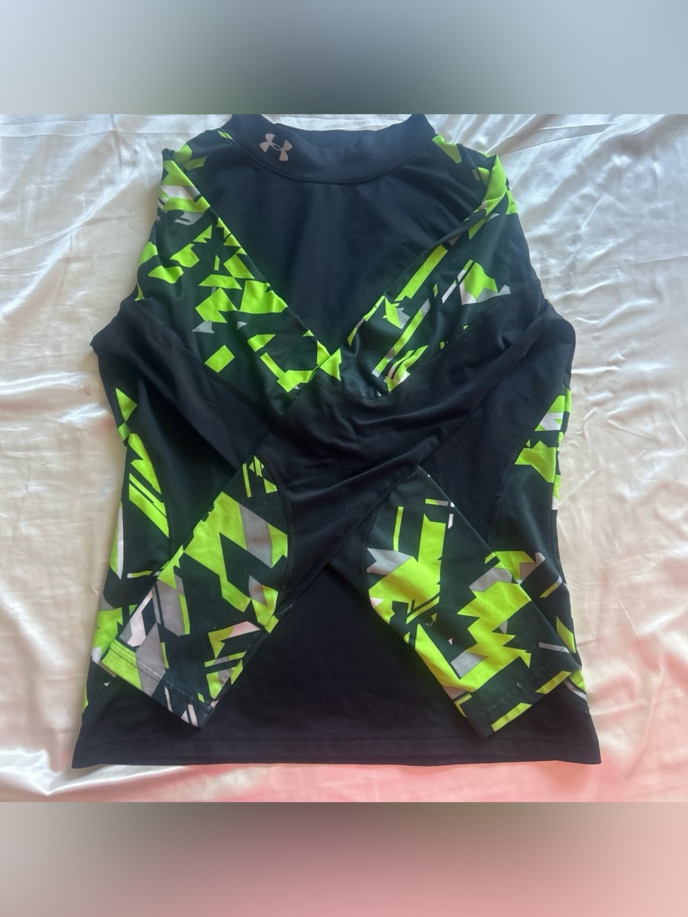 Under Armour Black Neon Green Athletic Long Sleeve Top / undershirt